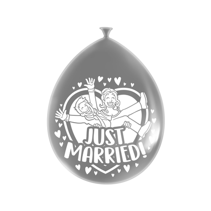 Just Married Ballonnen Zilver 30cm 8st van Paper Dreams koop je bij Partywinkel