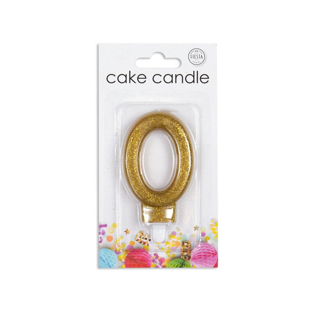 Kaars 0 Jaar Goud Glitter 7cm van WeFiesta koop je bij Partywinkel