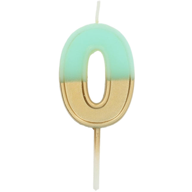 Kaars 0 Jaar Retro Mint Groen 5cm van Folat koop je bij Partywinkel