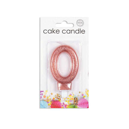Kaars 0 Jaar Rose Goud Glitter 7cm van WeFiesta koop je bij Partywinkel