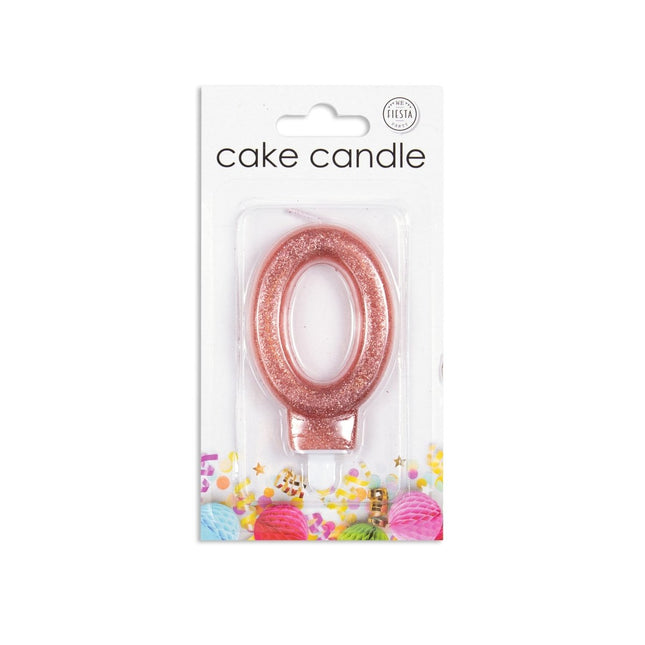 Kaars 0 Jaar Rose Goud Glitter 7cm van WeFiesta koop je bij Partywinkel