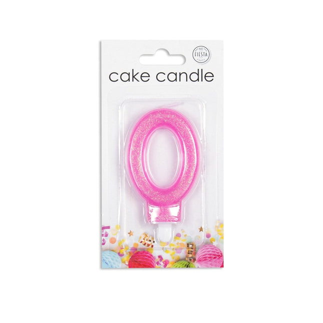 Kaars 0 Jaar Roze Glitter 7cm van WeFiesta koop je bij Partywinkel