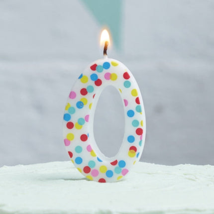 Kaars 0 Jaar Stippen 9cm van Ginger Ray koop je bij Partywinkel