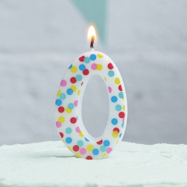Kaars 0 Jaar Stippen 9cm van Ginger Ray koop je bij Partywinkel