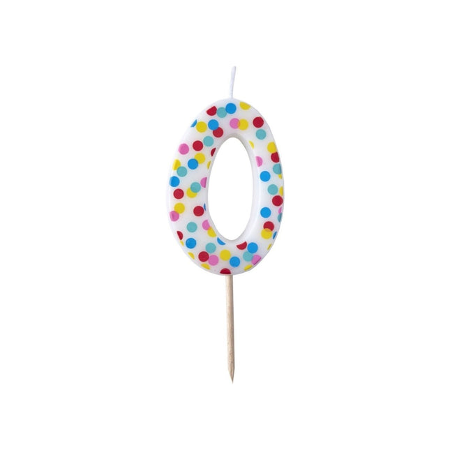 Kaars 0 Jaar Stippen 9cm van Ginger Ray koop je bij Partywinkel