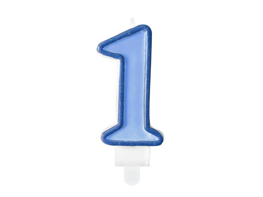 Kaars 1 Jaar Blauw 7cm van Partydeco koop je bij Partywinkel