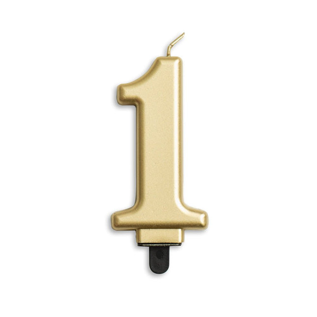 Kaars 1 Jaar Goud Metallic 8cm van WeFiesta koop je bij Partywinkel