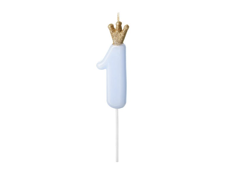 Kaars 1 Jaar Lichtblauw 9,5cm van Partydeco koop je bij Partywinkel