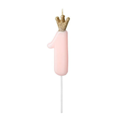 Kaars 1 Jaar Lichtroze 9,5cm van Partydeco koop je bij Partywinkel