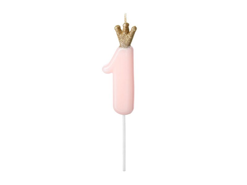 Kaars 1 Jaar Lichtroze 9,5cm van Partydeco koop je bij Partywinkel