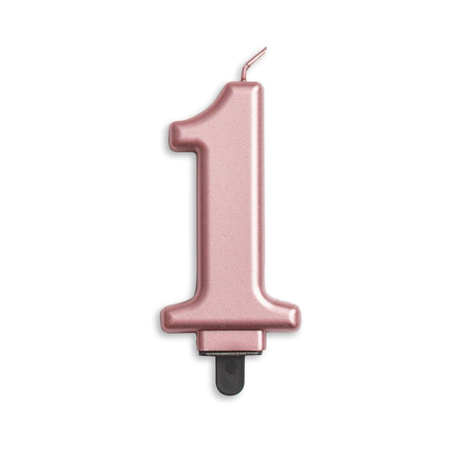 Kaars 1 Jaar Rose Goud Metallic 8cm van WeFiesta koop je bij Partywinkel