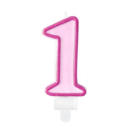 Kaars 1 Jaar Roze 7cm van Partydeco koop je bij Partywinkel