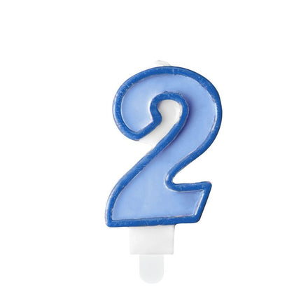 Kaars 2 Jaar Blauw 7cm van Partydeco koop je bij Partywinkel