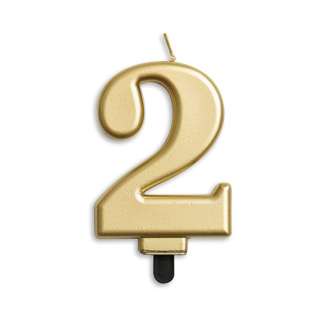 Kaars 2 Jaar Goud Metallic 8cm van WeFiesta koop je bij Partywinkel