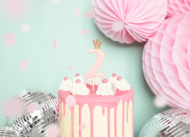 Kaars 2 Jaar Lichtroze 9,5cm van Partydeco koop je bij Partywinkel