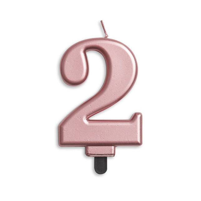 Kaars 2 Jaar Rose Goud Metallic 8cm van WeFiesta koop je bij Partywinkel
