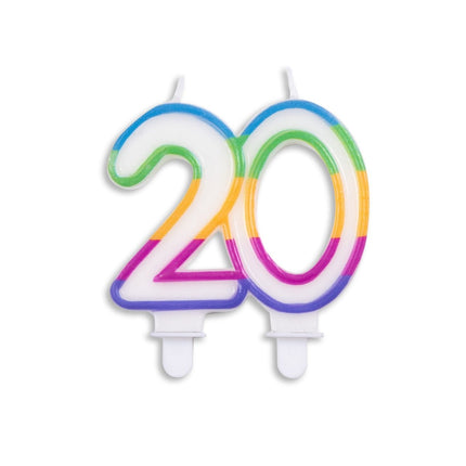 Kaars 20 Jaar Gekleurd 7cm van WeFiesta koop je bij Partywinkel