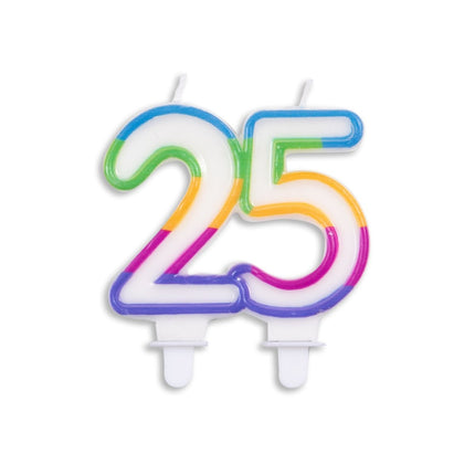 Kaars 25 Jaar Gekleurd 7cm van WeFiesta koop je bij Partywinkel