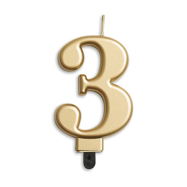 Kaars 3 Jaar Goud Metallic 8cm van WeFiesta koop je bij Partywinkel