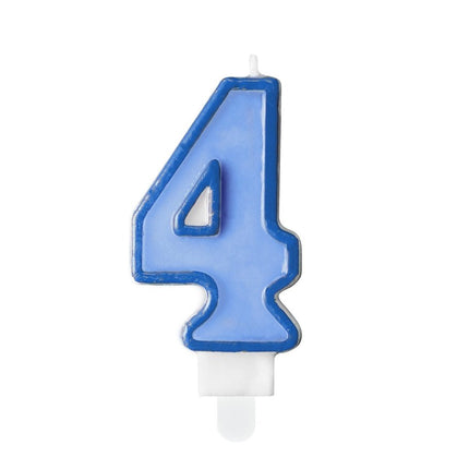 Kaars 4 Jaar Blauw 7cm van Partydeco koop je bij Partywinkel