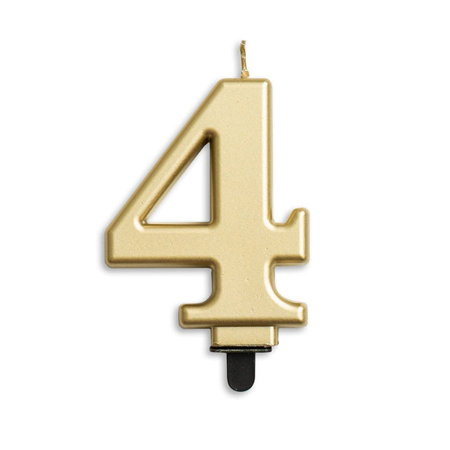Kaars 4 Jaar Goud Metallic 8cm van WeFiesta koop je bij Partywinkel
