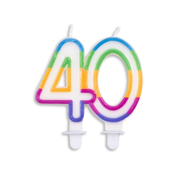 Kaars 40 Jaar Gekleurd 7cm van WeFiesta koop je bij Partywinkel