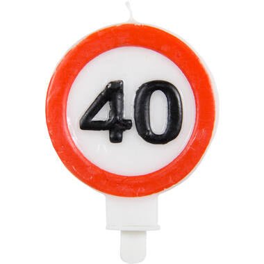 Kaars 40 Jaar Verkeersbord van Folat koop je bij Partywinkel