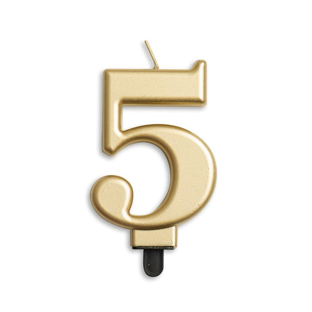 Kaars 5 Jaar Goud Metallic 8cm van WeFiesta koop je bij Partywinkel