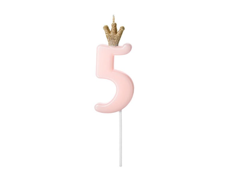 Kaars 5 Jaar Lichtroze 9,5cm van Partydeco koop je bij Partywinkel