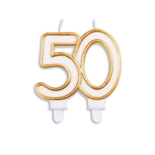 Kaars 50 Jaar Goud 7cm van WeFiesta koop je bij Partywinkel
