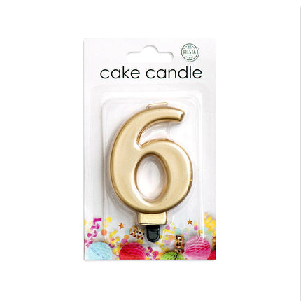 Kaars 6 Jaar Goud Metallic 8cm van WeFiesta koop je bij Partywinkel