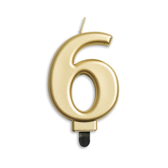 Kaars 6 Jaar Goud Metallic 8cm van WeFiesta koop je bij Partywinkel