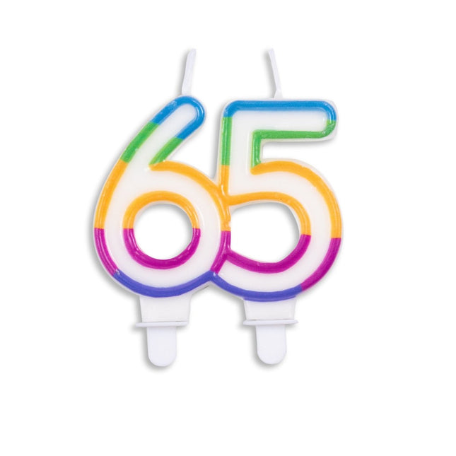 Kaars 65 Jaar Gekleurd 7cm van WeFiesta koop je bij Partywinkel
