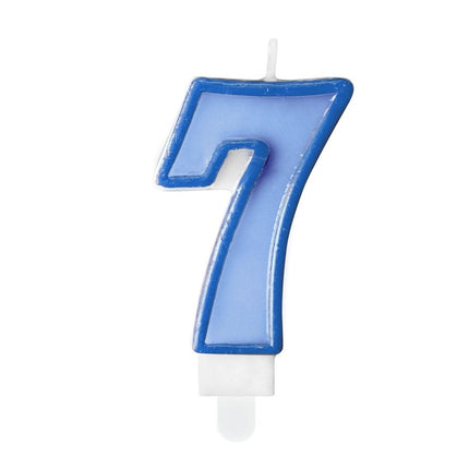 Kaars 7 Jaar Blauw 7cm van Partydeco koop je bij Partywinkel