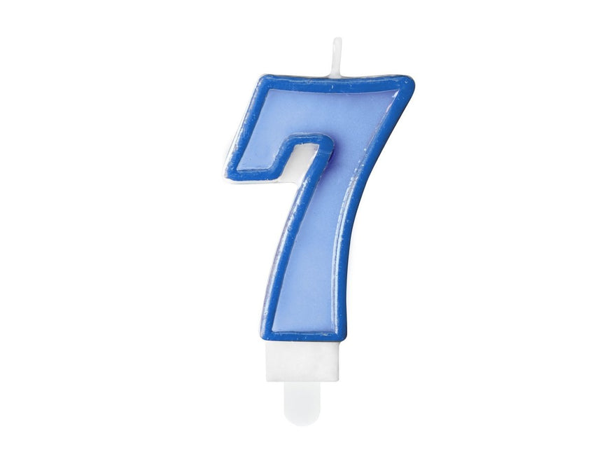 Kaars 7 Jaar Blauw 7cm van Partydeco koop je bij Partywinkel