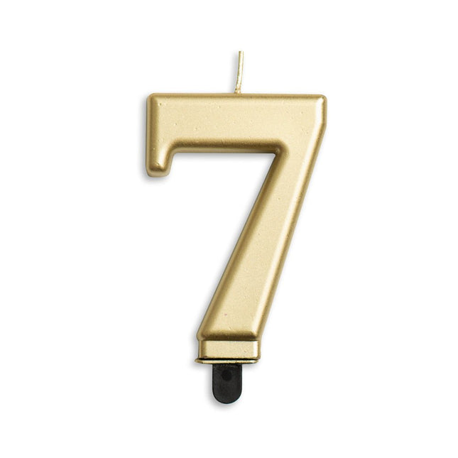 Kaars 7 Jaar Goud Metallic 8cm van WeFiesta koop je bij Partywinkel