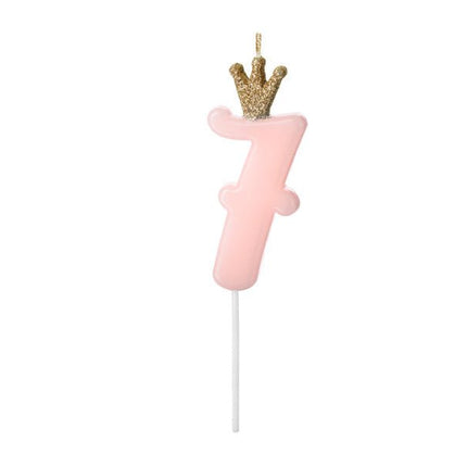 Kaars 7 Jaar Lichtroze 9,5cm van Partydeco koop je bij Partywinkel