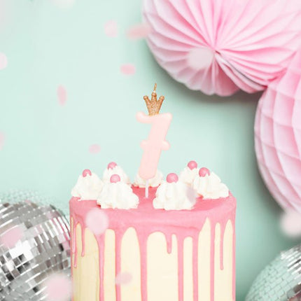 Kaars 7 Jaar Lichtroze 9,5cm van Partydeco koop je bij Partywinkel