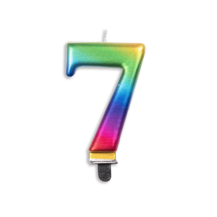Kaars 7 Jaar Regenboog 7cm van WeFiesta koop je bij Partywinkel