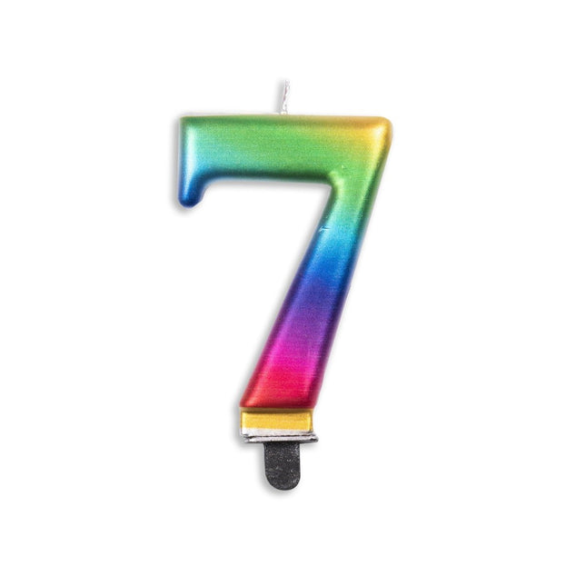 Kaars 7 Jaar Regenboog 7cm van WeFiesta koop je bij Partywinkel