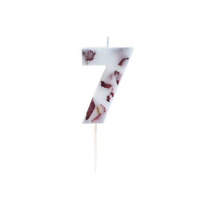 Kaars 7 Jaar Rozenblaadjes 9cm van Ginger Ray koop je bij Partywinkel