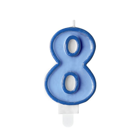 Kaars 8 Jaar Blauw 7cm van Partydeco koop je bij Partywinkel