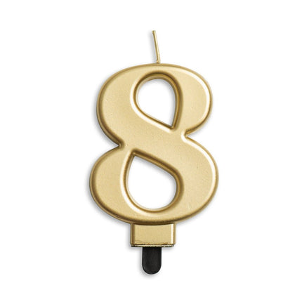 Kaars 8 Jaar Goud Metallic 8cm van WeFiesta koop je bij Partywinkel