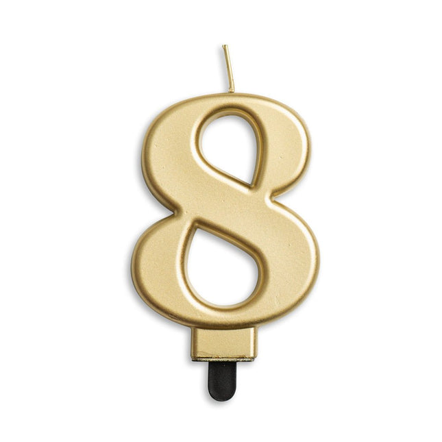 Kaars 8 Jaar Goud Metallic 8cm van WeFiesta koop je bij Partywinkel