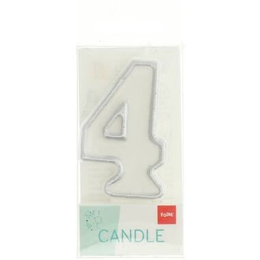 Kaars Simply Chique Silver Cijfer 4 van Folat koop je bij Partywinkel