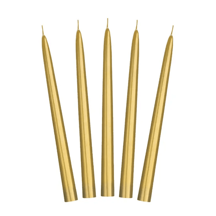 Kaarsen Goud Metallic 24cm 10st van Partydeco koop je bij Partywinkel