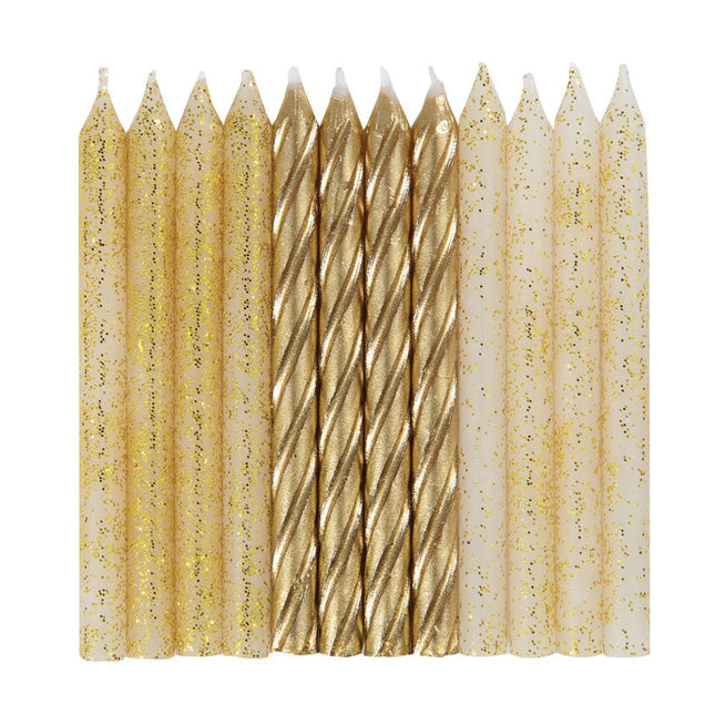 Kaarsen Goud Metallic 7cm 24st van Unique koop je bij Partywinkel