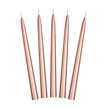 Kaarsen Rose Goud Metallic 24cm 10st van Partydeco koop je bij Partywinkel