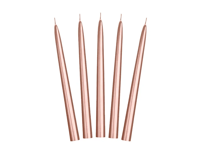 Kaarsen Rose Goud Metallic 24cm 10st van Partydeco koop je bij Partywinkel