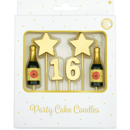 Kaarsjes 16 Jaar Champagne 17,5cm van Paper Dreams koop je bij Partywinkel